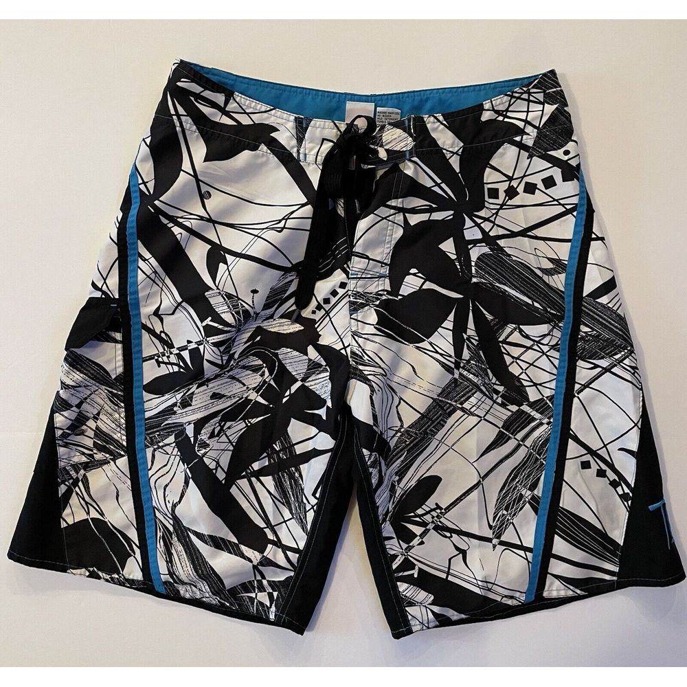 Tyr Men's Board Shorts‎ Swim Trunks 34 Black & Blue Floral